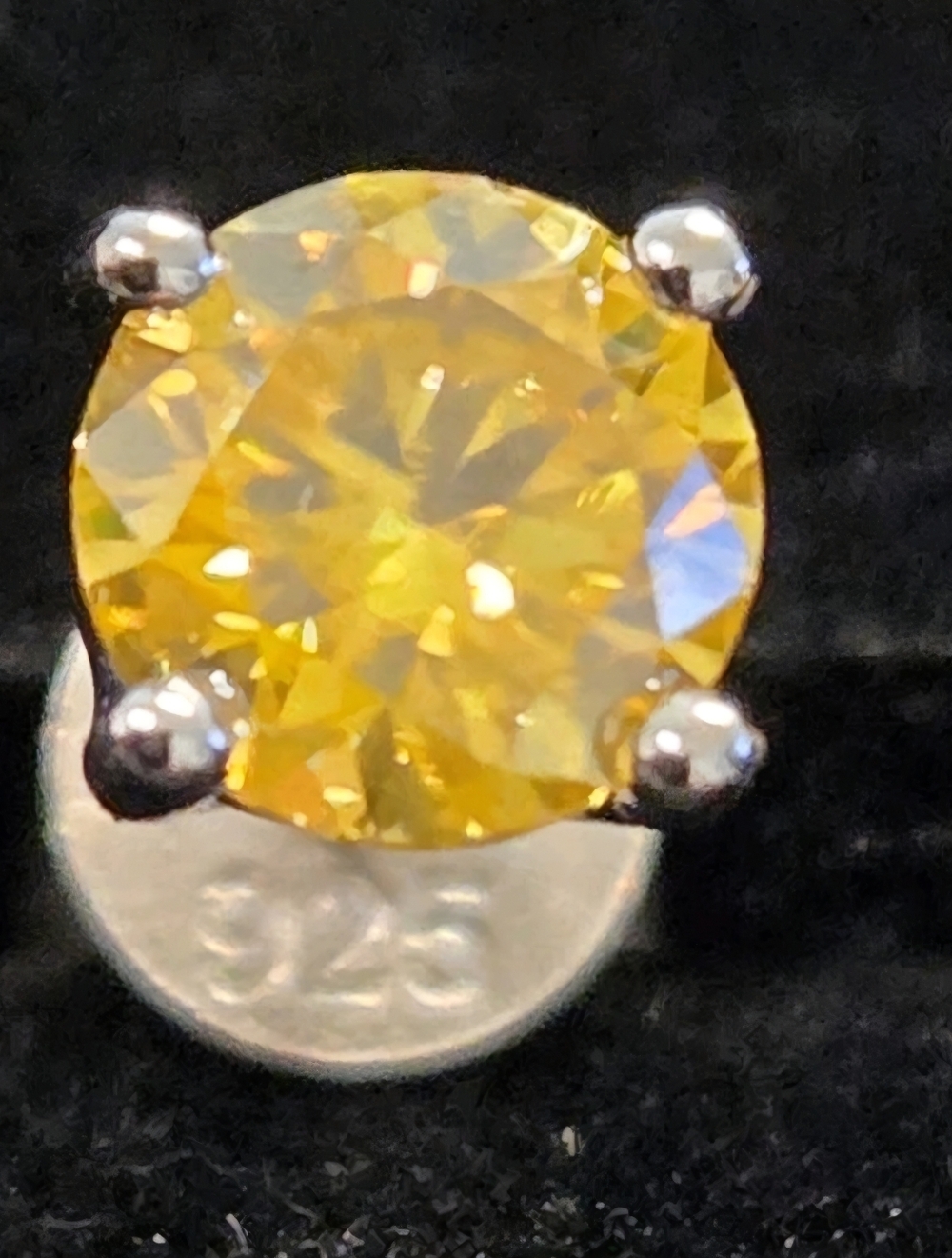 Canary Yellow Moissanite Screwback Stud Earrings 925 Silver 5mm NEW - Picture 8 of 10